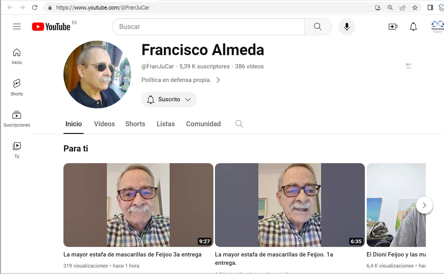 El Youtuber Francisco Almeda FranJuCar muestra a sus seguidores la mayor estafa de mascarillas de Feijoo por entregas