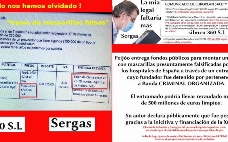  Sr Feijóo donde están todos los millones de euros de su sucio negocio de mascarillas falsas y donativos anónimos, ¡ Galicia quiere saber !