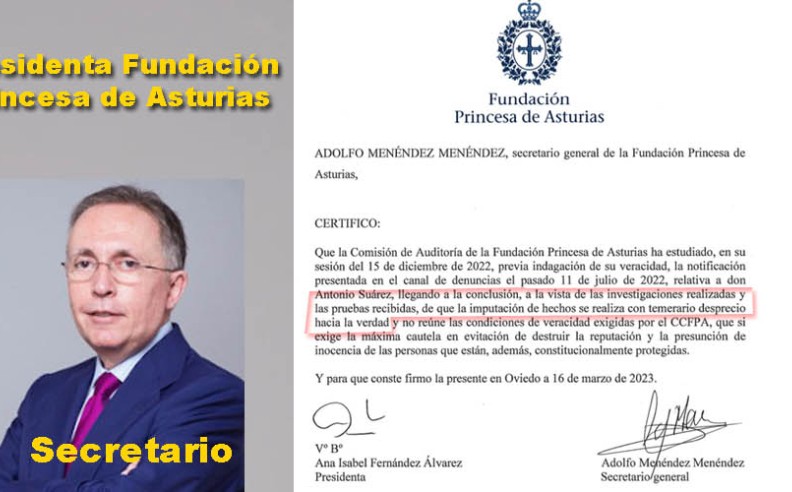 Pladesemapesga trasladará a todas las fiscalías y consulados latinoamericanos el trato que le da la Fundacion Princesa de Asturias a sus documentos oficiales que tacha de papel higiénico