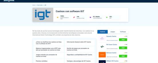 ¿Cuál es el sitio con el mejor software de casino IGT en España?