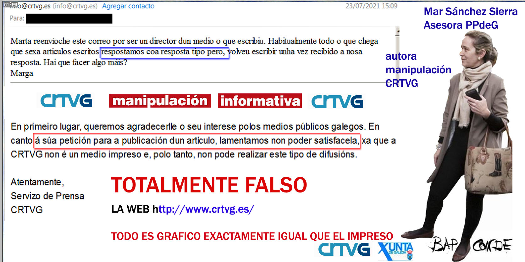 La CRTVG creó formulario proforma para responder censurando la información  pública que no gusta a Mar Sanchez Sierra asesora de comunicación del PPdeG  en la Xunta. | Xornal Galicia
