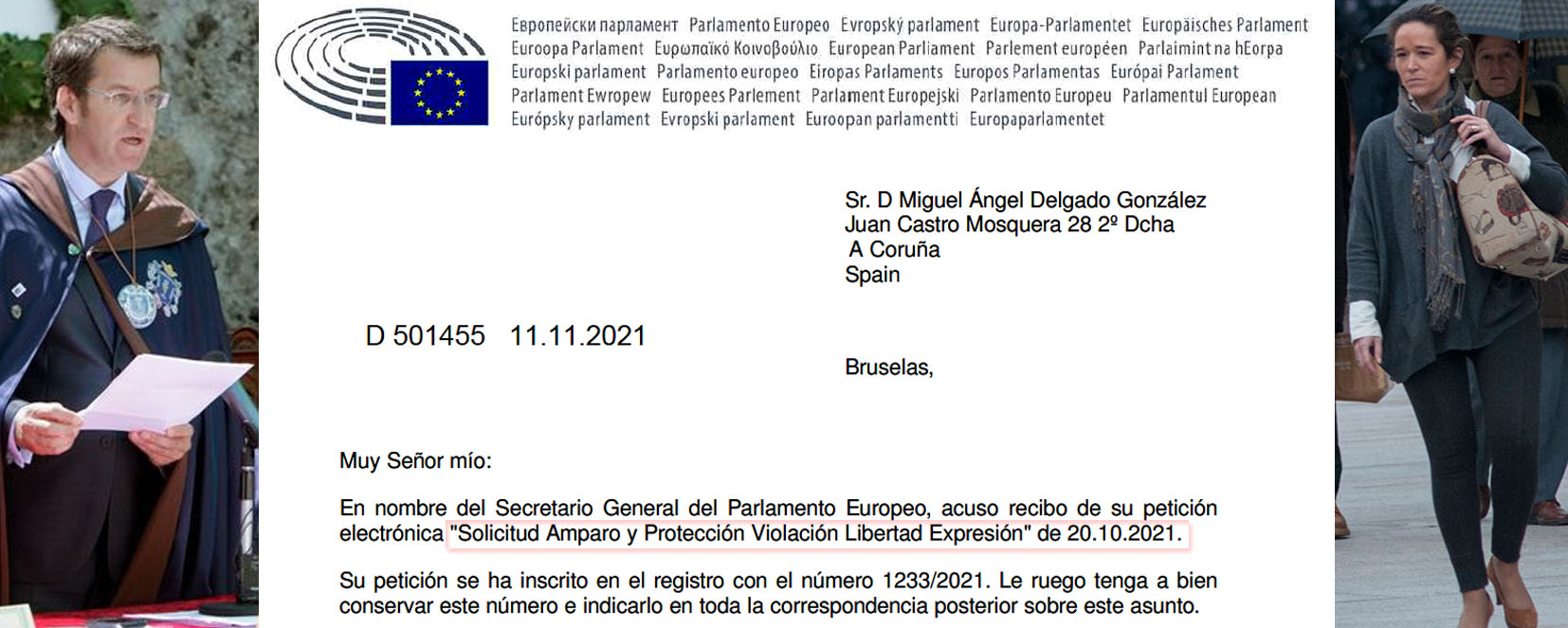 El Parlamento Europeo admite a trámite la solicitud de AMPARO del  Periodista Miguel Delgado contra el acoso y persecución de Mar Sánchez  Sierra asesora del PPdeG | Xornal Galicia