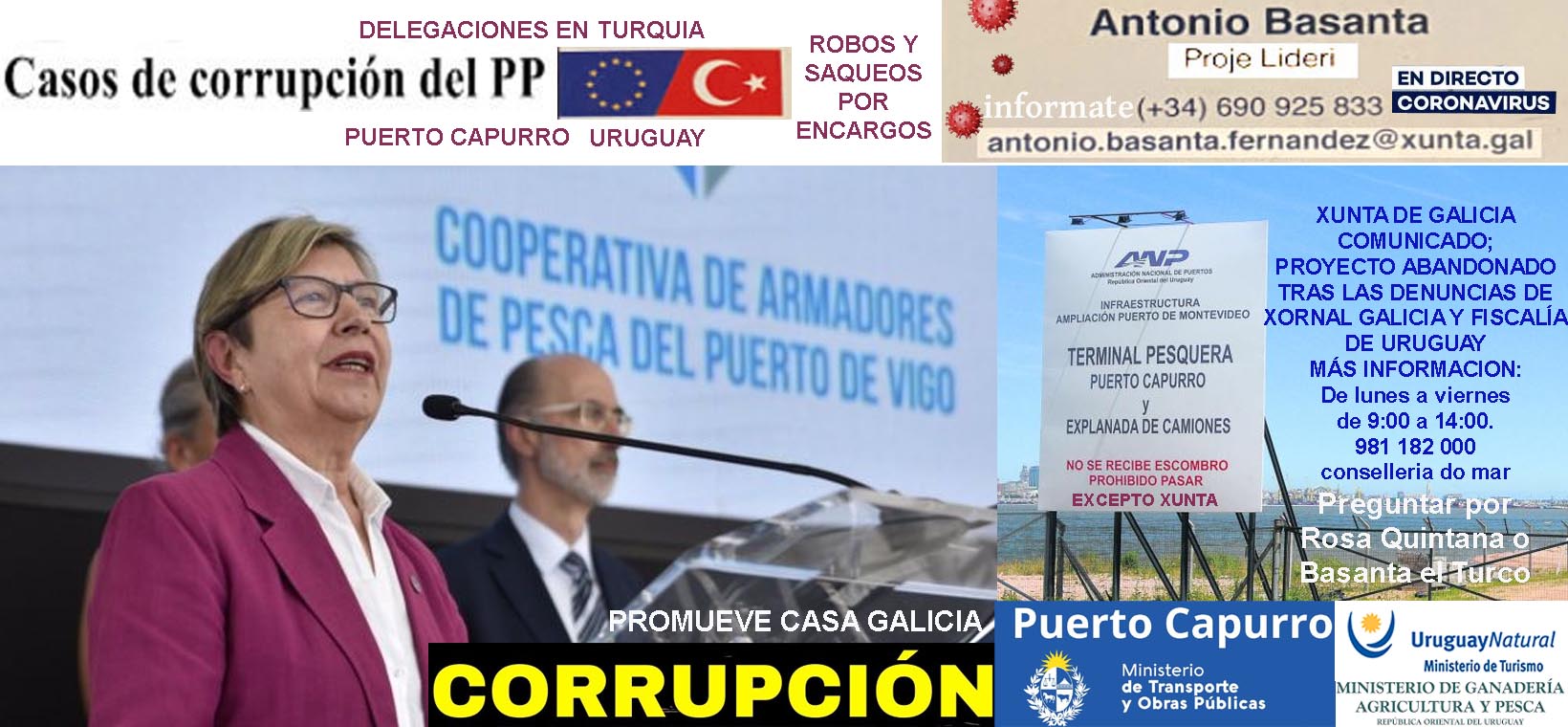 CORRUPCIONPUERTOCAPURRROURUGUAY ROSAQUINTANA SALE HUYENDO CON FEIJOO Y MARIADELMAR
