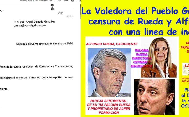 La Valedora del Pueblo Galicia liquida la censura de Rueda y Alfer Formación con una linea de inadmisión