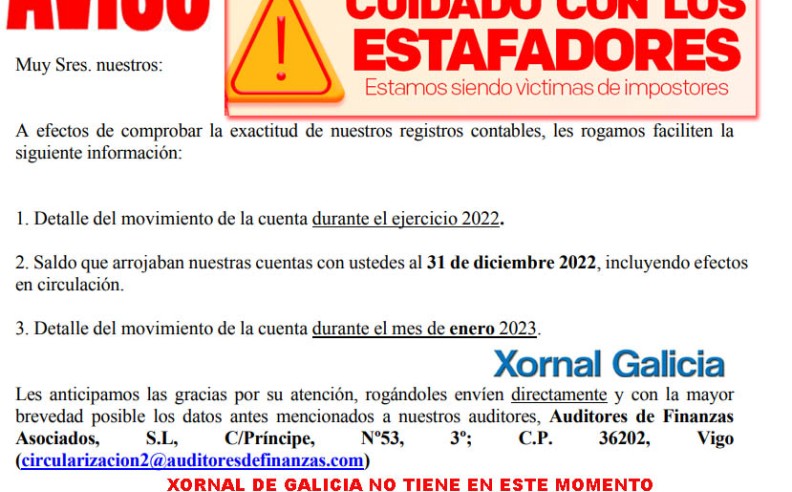 Un falso Xornal de Galicia puede estar estafando a las instituciones de Galicia como es el caso de Mondariz en Pontevedra.